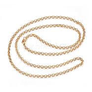 304 Stainless Steel Necklaces, Rolo Chain Necklaces, Golden, 29.53x0.16x0.06 inch(75x0.4x0.15cm)(NJEW-E080-01G)