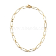 Safety Pin Shape Alloy Link Chain Necklaces, with 304 Stainless Steel Toggle Clasps, Light Gold, 17.72 inch(45cm)(NJEW-JN02989)