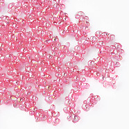 Transparent Acrylic Beads, AB Color Plated, Bear, Hot Pink, 16x13x8.5mm, Hole: 2mm, about 700pcs/500g(MACR-S154-127-C01)