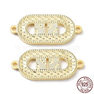 925 Sterling Silver Connector Charms, Oval Links, Real 18K Gold Plated, 9x20x1.2mm, Hole: 1.2mm(STER-C003-24G)