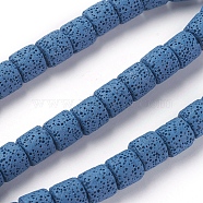 Natural Lava Rock Beads Strands, Dyed, Column, Steel Blue, 10x10~10.5mm, Hole: 2mm, about 39 pcs/Strand, 15.35 inch(39 cm)(G-F671-04B-07)