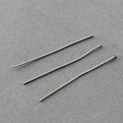 Tarnish Resistant 304 Stainless Steel Flat Head Pins, Stainless Steel Color, 45x0.7mm(STAS-R046-45mm)