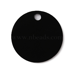 Opaque Acrylic Pendants, Flat Round, Black, 30x1.3mm, Hole: 4mm(SACR-WH0010-003A)