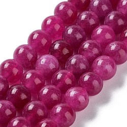 Dyed Natural Malaysia Jade Beads Strands, Round, Camellia, 8mm, Hole: 1.2mm, about 23pcs/strand, 7.28 inch(18.5cm)(G-G021-02B-03)