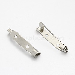 Iron Brooch Pin Back Safety Catch Bar Pins with 2-Hole, Platinum, 30x6x6mm, Hole: 2mm, Pin: 0.8mm(IFIN-N3292-01)