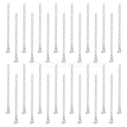 30Pcs 304 Stainless Steel Curb Chain Extender, End Chains with Heart Chain Tabs, Stainless Steel Color, 70x3mm(STAS-UN0053-92)