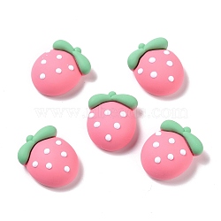 Opaque Resin Decoden Cabochons, DIY Accessories, Phone Case Decoration, Strawberry, Pink, 23.5x18.5x9.5mm(CRES-M010-20)