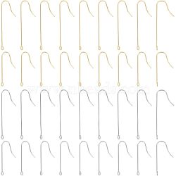 160Pcs 4 Style 316 Surgical Stainless Steel Earring Hooks, with Vertical Loops, Golden & Stainless Steel Color, 28~40x3mm, Hole: 1.5mm, 21 Gauge, Pin: 0.7mm, 40pcs/style(STAS-UN0039-38)