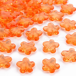 Transparent Acrylic Beads, Faceted, Flower, Dark Orange, 18.5x18.5x5.5mm, Hole: 1.2mm, about 470pcs/500g(TACR-S154-32B-84)