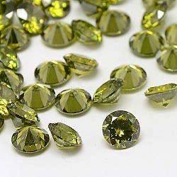 Diamond Shape Grade A Cubic Zirconia Cabochons, Faceted, Olive, 1mm(ZIRC-M002-1mm-006)