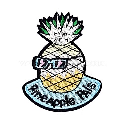 Computerized Embroidery Cloth Sew on Patches, Costume Accessories, Pineapple, Mixed Color, 78x56x1.3mm(DIY-M006-34)
