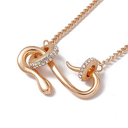 Crystal Rhinestone Snake Pendant Necklace with Alloy Curb Chains for Women, Light Gold, 20.67 inch(52.5cm)(NJEW-I118-02KCG)