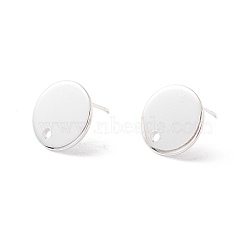 201 Stainless Steel Stud Earring Findings, with 316 Surgical Stainless Steel Pins and Hole, Flat Round, 925 Sterling Silver Plated, 12mm, Hole: 1.5mm, Pin: 0.7mm(STAS-P308-09B-S)