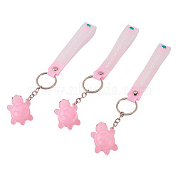 3Pcs PVC Tortoise Pendant Keychains, Platinum, Pink, 195~205mm(KEYC-TADJ0001-02D)