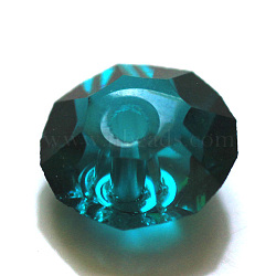 Imitation Austrian Crystal Beads, Grade AAA, K9 Glass, Faceted, Flat Round, Dark Cyan, 4.5x2.5mm, Hole: 0.7~0.9mm(SWAR-F061-2x5mm-24)