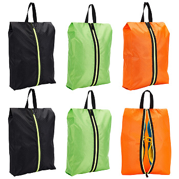 WADORN 6Pcs 3 Colors Rectangle Oxford Fabric & Nylon Waterproof Shoes Storage Zipper Bags, Portable Travel Dustproof Clothes Plastic Zipper Organizer Pouches, Mixed Color, 39.6x24x0.2cm, 2pcs/color