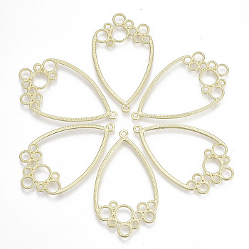 Rack Plating Alloy Chandelier Component Links, Cadmium Free & Lead Free, Teardrop, Light Gold, 48x27.5x1mm, Hole: 1.6mm