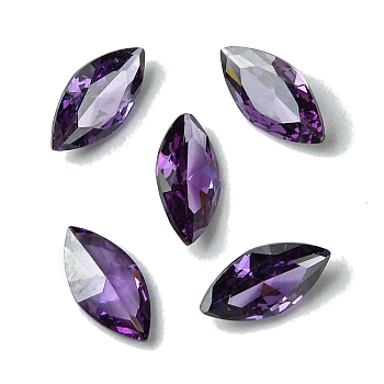 Cubic Zirconia Cabochons, Point Back, Horse Eye, Orchid, 8x4x2mm