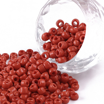 (Repacking Service Available) Glass Seed Beads, Opaque Colours Seed, Small Craft Beads for DIY Jewelry Making, Round, Red, 6/0, 4mm, about 12g/bag