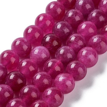 Dyed Natural Malaysia Jade Beads Strands, Round, Camellia, 8mm, Hole: 1.2mm, about 23pcs/strand, 7.28 inch(18.5cm)