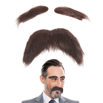 Cloth Eyebrows and Beards for Cosplay Costume Supplies, Coffee, 25~75x60~100x5mm