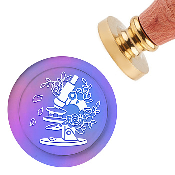 Brass Wax Seal Stamp with Handle, for DIY Scrapbooking, Flower Pattern, 3.5x1.18 inch(8.9x3cm)