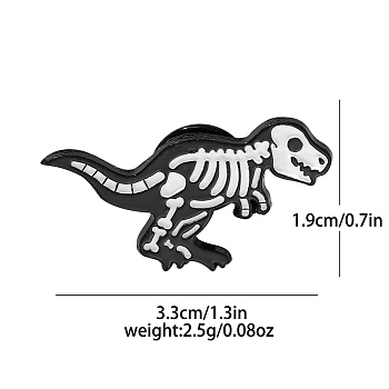 Halloween Skeleton Enamel Pins, Electrophoresis Black Alloy Badge for Backpack Clothes, Dinosaur, 33x19mm