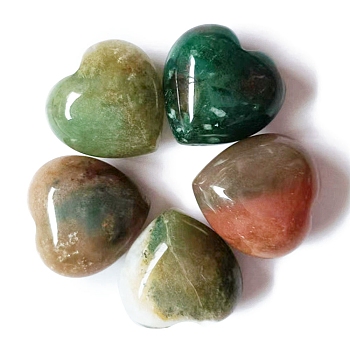 Natural Indian Agate Healing Stones, Heart Love Stones, Pocket Palm Stones for Reiki Ealancing, 15x15x10mm