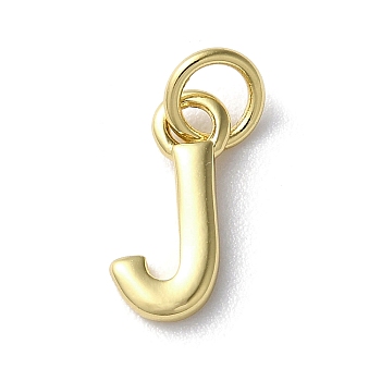 Rack Plating Brass Pendants, Cadmium Free & Lead Free, Long-Lasting Plated, Real 18K Gold Plated, Letter J, 11.5x5x1.5mm, Hole: 3.2mm
