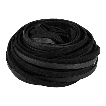 10Pcs Flat PU Leather Cord, for Necklace & Bracelet Making Accessories, Black, 5x1.5mm