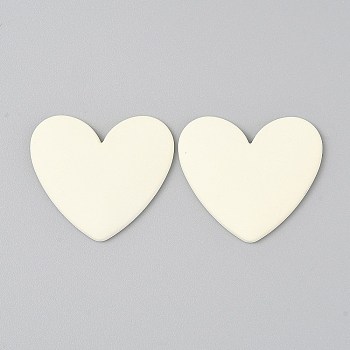 Opaque Resin Cabochons, Heart, Beige, 32.5x36.5x4.5mm