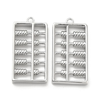 Brass Pendants, Abacus Charm, Real Platinum Plated, 24x12x3mm, Hole: 1.4mm