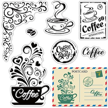 PVC Plastic Stamps, for DIY Scrapbooking, Photo Album Decorative, Cards Making, Stamp Sheets, Coffee Pattern, 160x110x3mm