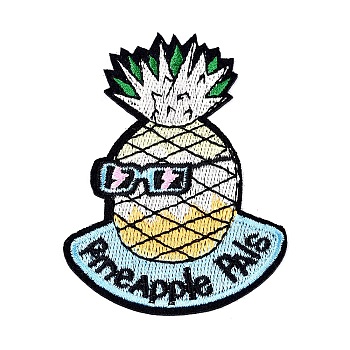Computerized Embroidery Cloth Sew on Patches, Costume Accessories, Pineapple, Mixed Color, 78x56x1.3mm