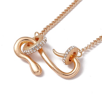Crystal Rhinestone Snake Pendant Necklace with Alloy Curb Chains for Women, Light Gold, 20.67 inch(52.5cm)