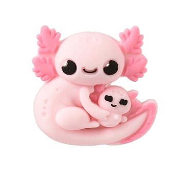 Mother's Day Silicone Beads, Focal Beads, Pink, Axolotl, 26x27x16mm, Hole: 2.5mm
