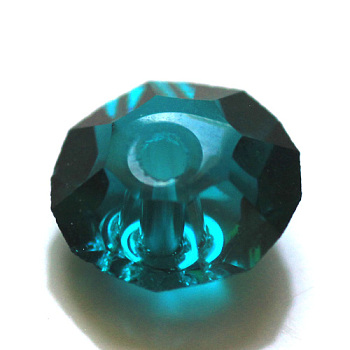 Imitation Austrian Crystal Beads, Grade AAA, Faceted, Flat Round, Dark Cyan, 4.5x2.5mm, Hole: 0.7~0.9mm
