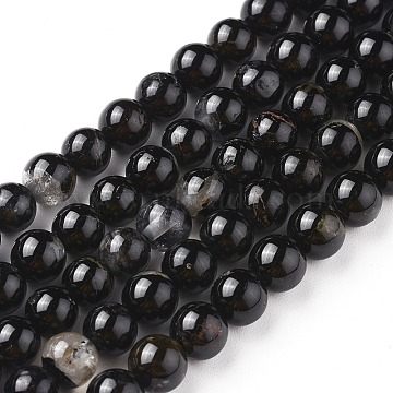 Natural Black Tourmaline Beads Strands, Round, 6mm, Hole: 0.8mm, about 67pcs/strand, 15.3 inch(39 cm)(X-G-F666-05-6mm)