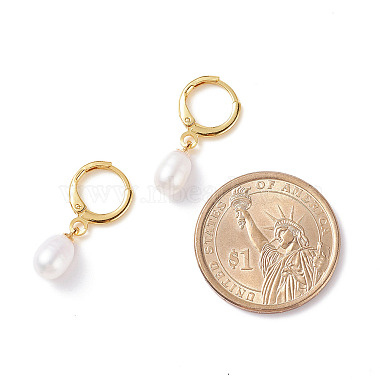 Natural Pearl Beads Drop Huggie Hoop Earrings for Women(X-EJEW-JE04757-03)-3