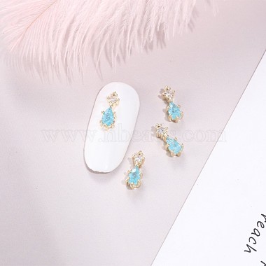 Chinese lute Shape Brass Micro Pave Clear Cubic Zirconia Nail Gems Set(MRMJ-T015-40-M)-4
