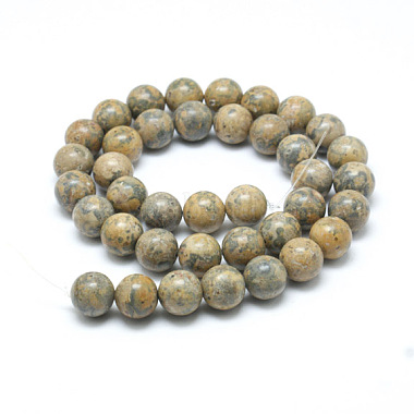 Ronds de perles de pierres précieuses de jaspe de peau jaune léopard naturel(G-J302-12-10mm)-3