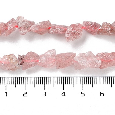 Brins de perles de quartz synthétiques brutes et brutes à la fraise(G-B065-C08)-5