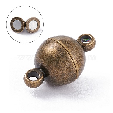 Round Brass Magnetic Clasps with Loops(MC019-AB)-2