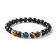 2Pcs 2 Style Dyed Natural Tiger Eye & Black Onyx Round Beaded Stretch Bracelets Set(BJEW-TA00439)-2