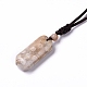 Dyed Natural Fossil Coral Rectangle Pendant Necklace with Nylon Cord for Women(NJEW-C002-05)-3