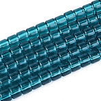 Transparent Glass Beads Strands, Column, Teal, 3.5x4~4.5mm, Hole: 0.7~0.9mm, about 102~108pcs/strand, 14.17~14.96 inch(36~38cm)(GLAA-N065-4x4mm-A07)