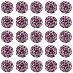 200Pcs Pave Disco Ball Beads, Polymer Clay Rhinestone Beads, Grade A, Round, Light Amethyst, 10mm, Hole: 1.5mm(RB-PA0001-11F)