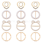 12Pcs 4 Styles Alloy Resin Buckle Clasps, for Strap Belt, Garment Accessories, Golden, Mixed Shapes, 33.5~43.5x35.5~42.5x4~10mm, 3pcs/style(FIND-GL0002-20)