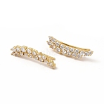 Brass Micro Pave Cubic Zirconia Stud Crawler Earrings, Climber Earrings for Women, Lead Free & Cadmium Free, Real 18K Gold Plated, 24x6x2.5mm, Pin: 1mm(EJEW-H091-32G)