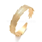 304 Stainless Steel Feather Cuff Bangles, Golden, Inner Diameter: 2-1/8 inch(5.3cm)(BJEW-G694-03G)